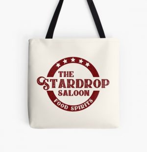 The Stardrop Saloon Pub Logo | Stardew Valley | Burgundy Logo All Over Print Tote Bag RB3005 product Offical Stardew Valley Merch