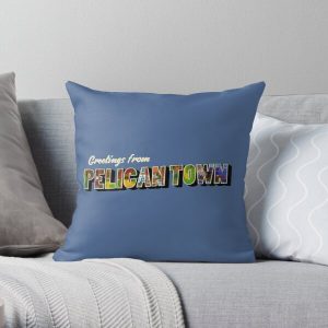 Greetings from Pelican Town | Stardew Valley Retro Postcard Throw Pillow RB3005 product Offical Stardew Valley Merch